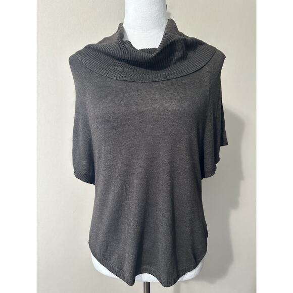 Women’s Brown Sweater Short Sleeve Cowl Neck Cropped Sz S Fall Classic NWT - Picture 2 of 14